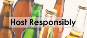 Variety of beers grouped together with word "Host Responsibly" written in the middle